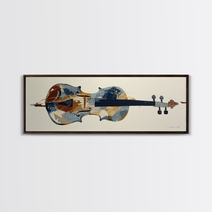 Single Line Violin and Bow Framed Canvas Print, Line Art, Wall Decor, Living Room Decor, Abstract Art, Line, Boho Decor, LIN-3x1-63