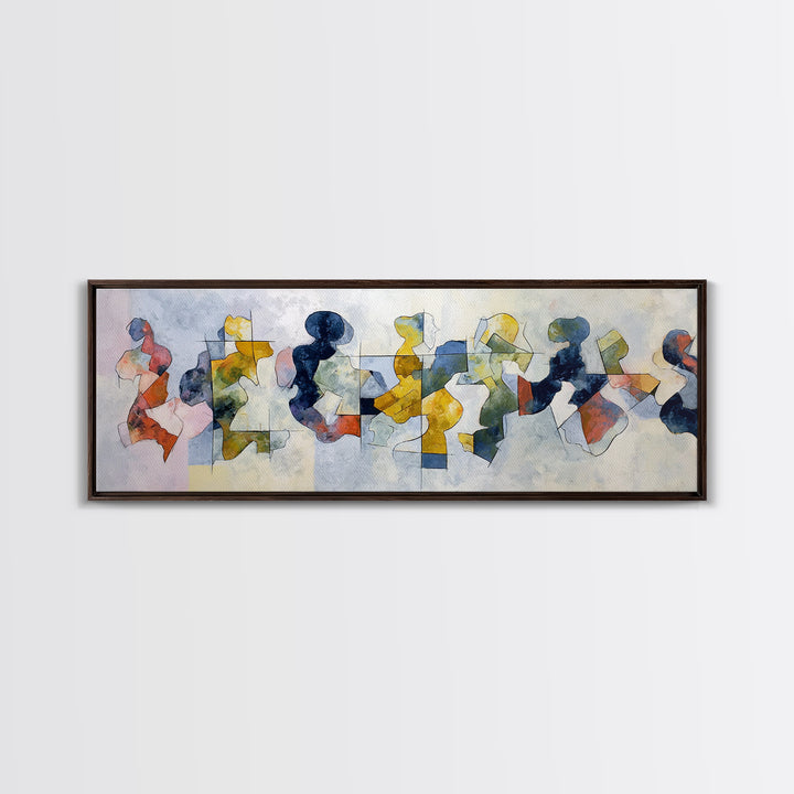 Abstract Family Figures Canvas Print, Line Art, Art, Living Room Decor, Oil Painting, Line, Boho Wall Decor, Boho Decor, LIN-3x1-88