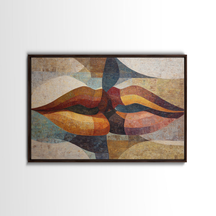 Abstract Lips and Hand Fashion Sketch Canvas Print, Line Art, Minimalist Wall Art, Living Room Decor, Abstract Art, Line, LIN-3x2-22
