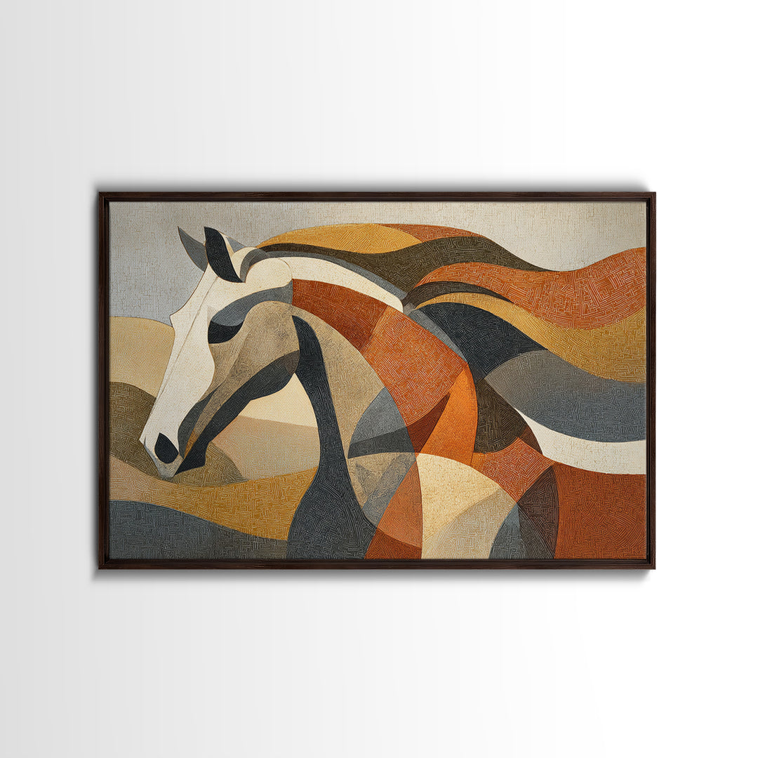 Abstract Horse Formed from Graceful Contour Canvas Print, Line Art, Art Print, Living Room Decor, Fine Art, Line, LIN-3x2-32