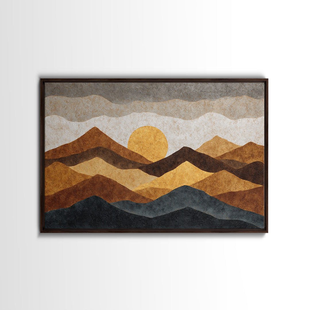 Black Line Mountains Canvas Print, Line Art, Living Room Art, Living Room Decor, Fine Art, Line, Art Print, Textured Painting, LIN-3x2-38
