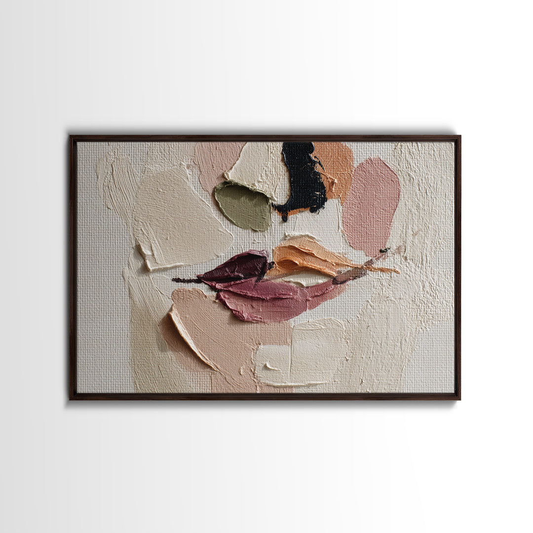 Abstract Lips and Hand Fashion Sketch Framed Canvas Print, Line Art, Bird Wall Art, Living Room Decor, Abstract Art, Line, LIN-3x2-46
