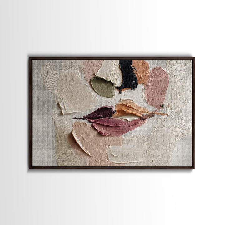 Abstract Lips and Hand Fashion Sketch Framed Canvas Print, Line Art, Bird Wall Art, Living Room Decor, Abstract Art, Line, LIN-3x2-46