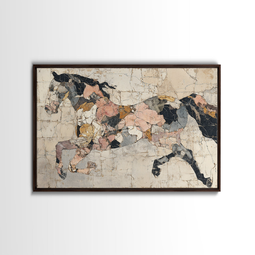 Abstract Horse Formed from Graceful Contour Canvas Print, Line Art, Printable, Living Room Decor, Abstract Art, Line, LIN-3x2-56
