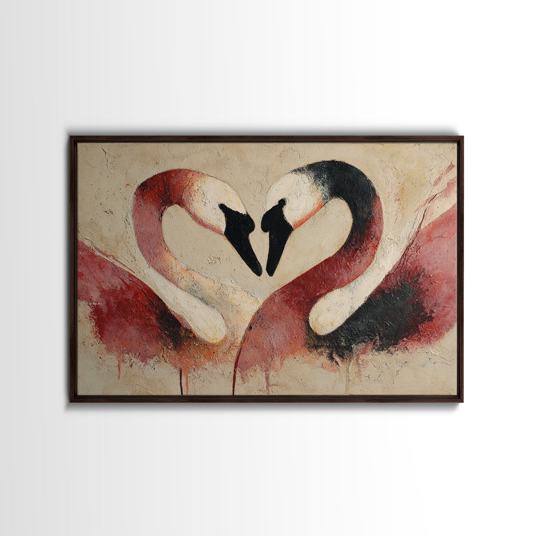 Two Swans Forming a Heart Shape Canvas Print, Line Art, Canvas Art, Living Room Decor, Fine Art, Line, Jesus Wall Art, LIN-3x2-68