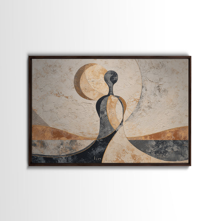 Single Line Yoga Pose Framed Canvas Print, Line Art, Textured Painting, Living Room Decor, Fine Art, Line, Canvas Art, LIN-3x2-69
