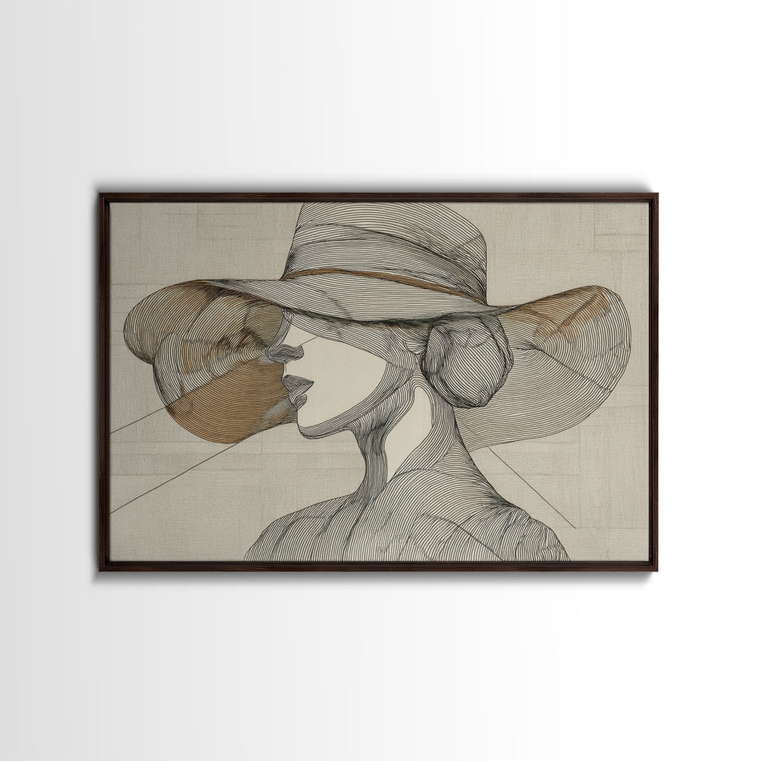 Line Drawing of a Woman Framed Canvas Print, Line Art, Contemporary Art, Living Room Decor, Fine Art, Line, Boho Wall Art, LIN-3x2-71