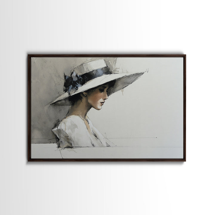 Continuous Line Female Face Framed Canvas Print, Line Art, Decor, Living Room Decor, Oil Painting, Line, Living Room Wall Art, LIN-3x2-77