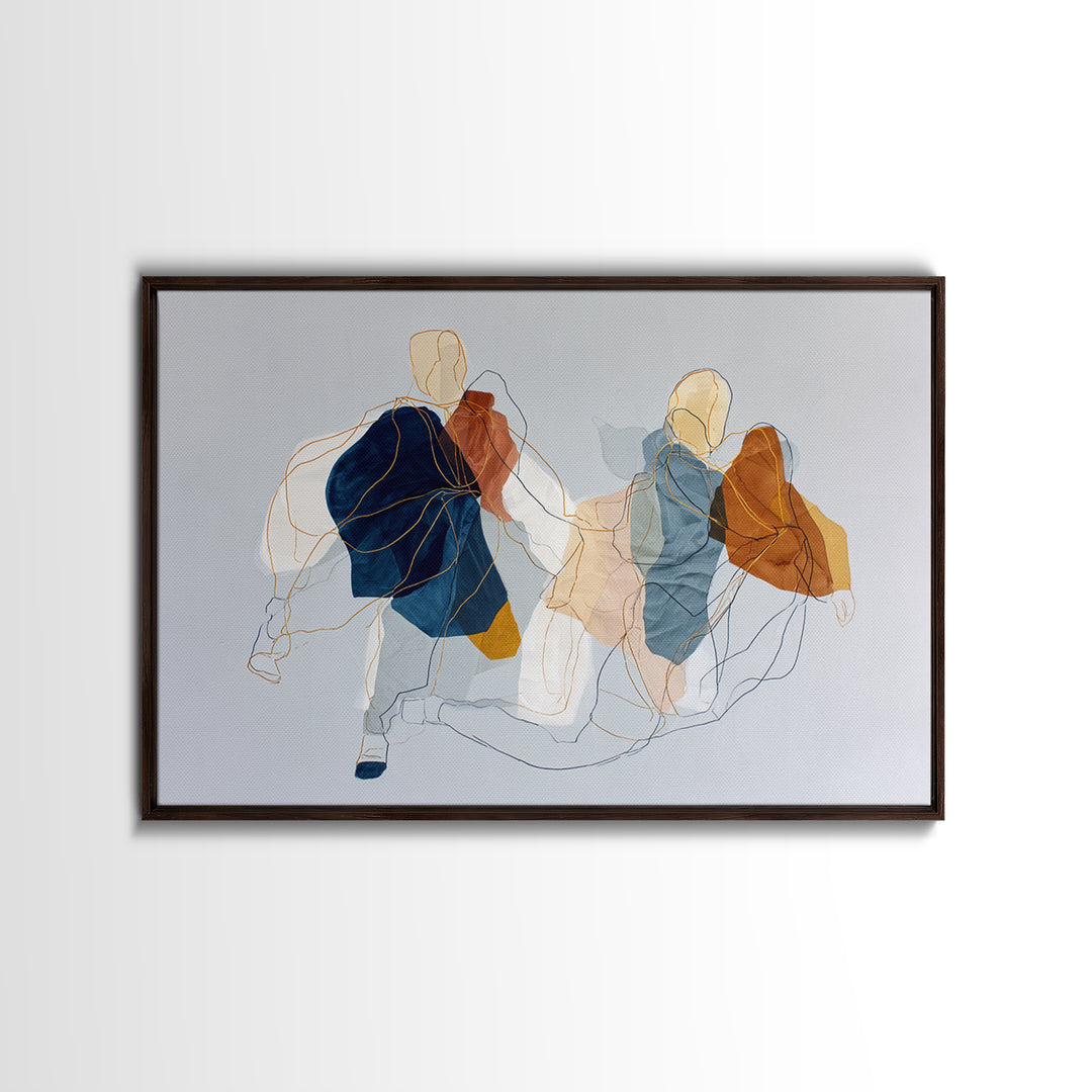 Continuous Line Dancer Canvas Print, Line Art, Gallery Wall Set, Living Room Decor, Fine Art, Line, Textured Painting, LIN-3x2-83