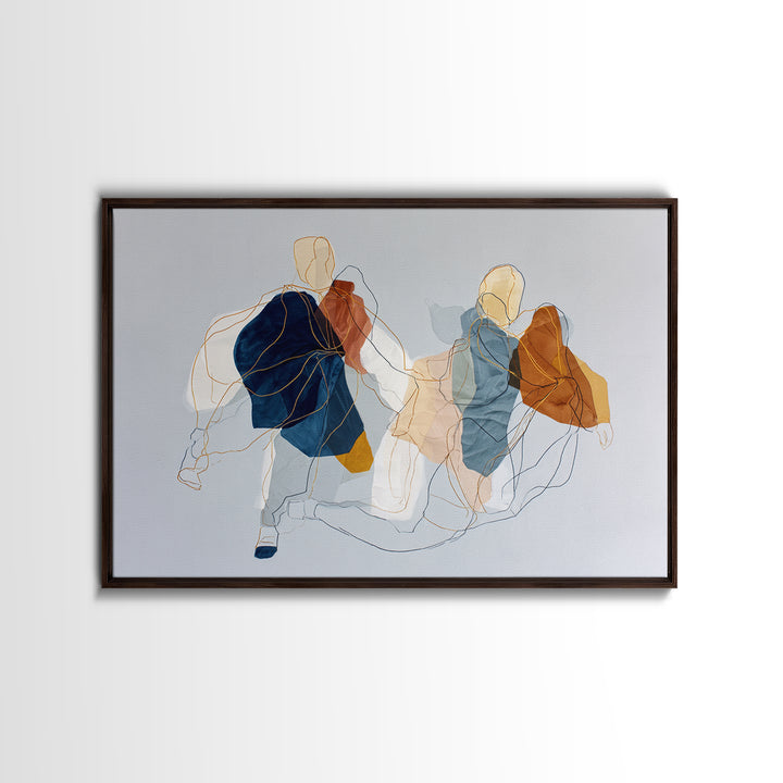 Continuous Line Dancer Canvas Print, Line Art, Gallery Wall Set, Living Room Decor, Fine Art, Line, Textured Painting, LIN-3x2-83