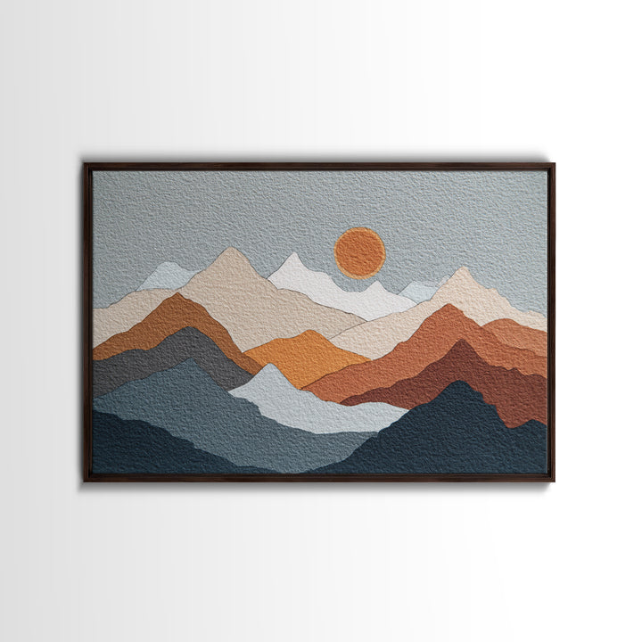 Black Line Mountains Framed Canvas Print, Line Art, Aesthetic Prints, Living Room Decor, Fine Art, Line, Wall Art, Home Decor, LIN-3x2-86