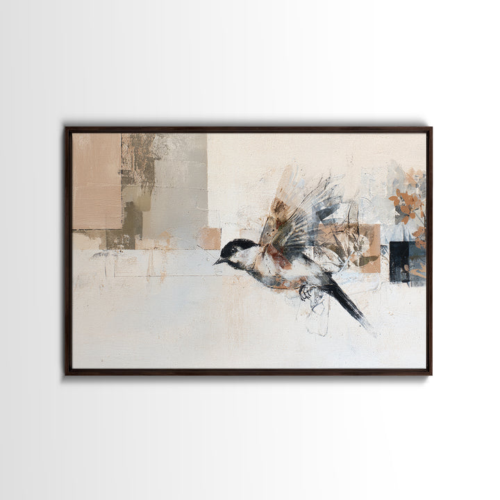 Single Line Bird Framed Canvas Print, Line Art, Boho Wall Decor, Living Room Decor, Fine Art, Line, Black and White Art, LIN-3x2-87