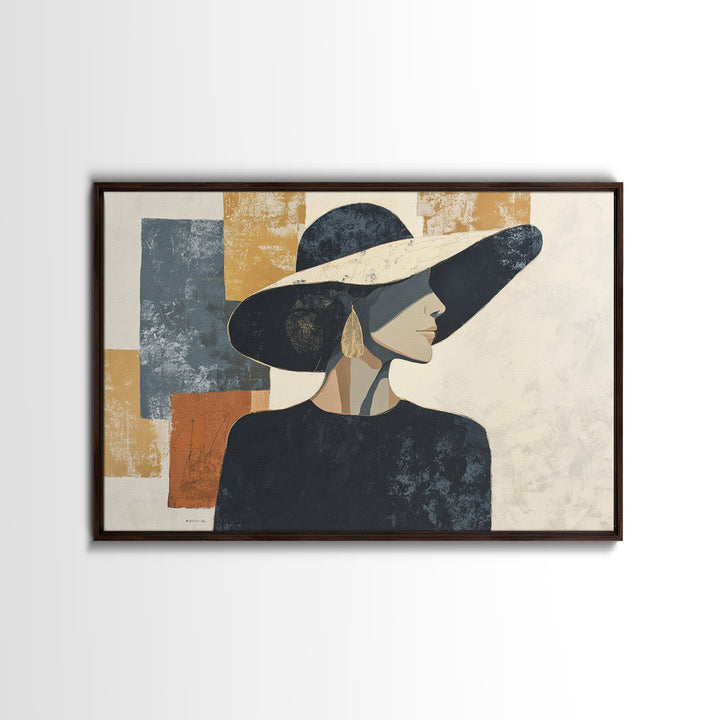 Line Drawing of a Woman Framed Canvas Print, Line Art, Gallery Wall Art, Living Room Decor, Oil Painting, Line, LIN-3x2-95