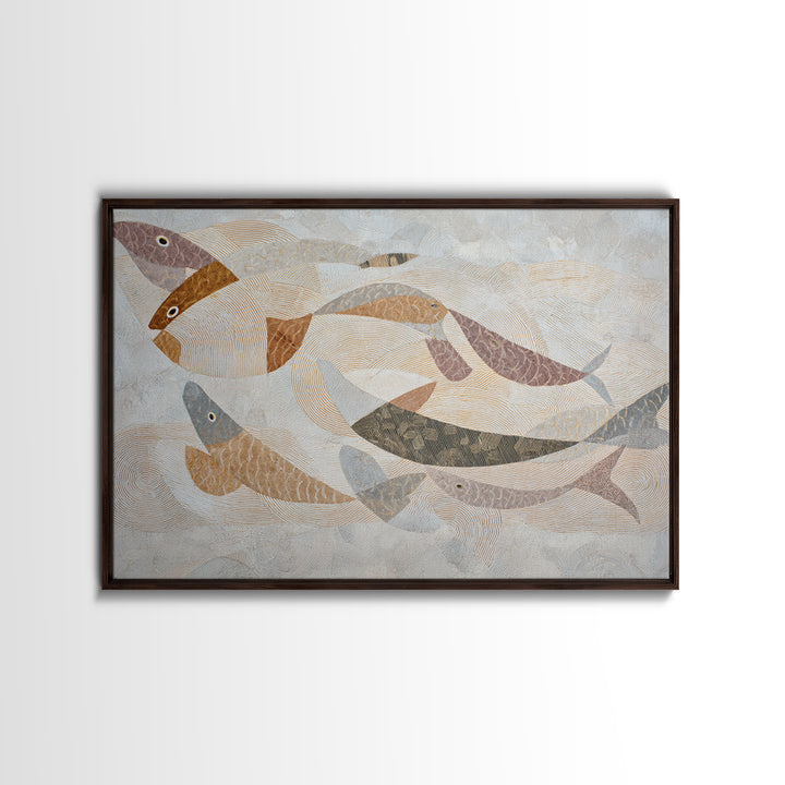 Continuous Line Fish Framed Canvas Print, Line Art, Boho Decor, Living Room Decor, Abstract Art, Line, Minimalist Art, LIN-3x2-96