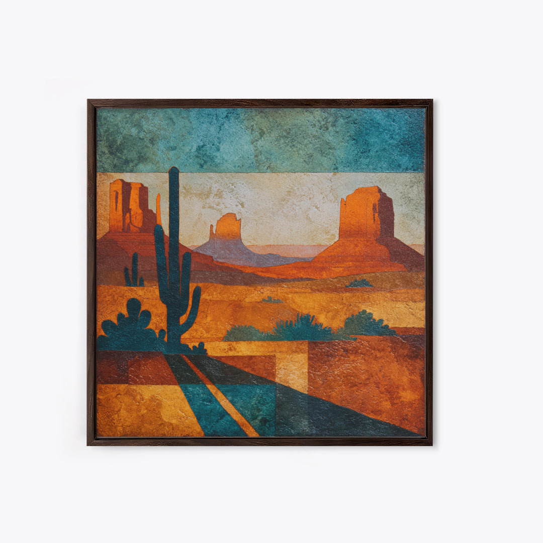Earthy Desert Landscape Framed Canvas Print, Living Room Art, Wall Decor, Living Room Decor, Oil Painting, Living, Abstract Art, LIR-1x1-12