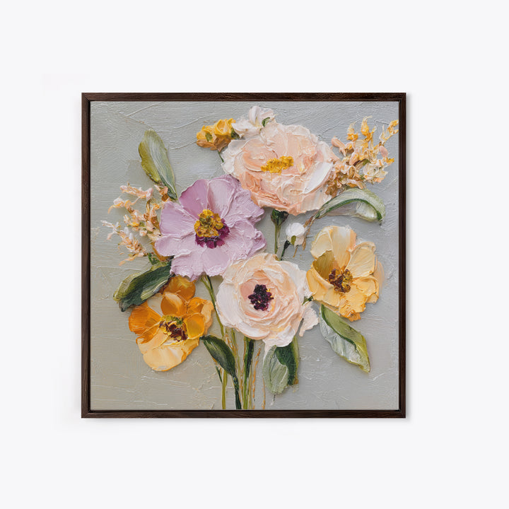 Botanical Vase Painting Framed Canvas Print, Living Room Art, Living Room Decor, Oil Painting, Living, Statement Artwork, LIR-1x1-2