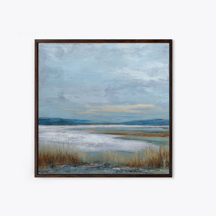 Modern Landscape with Expansive Calm Sky Framed Canvas Print, Living Room Art, Apartment Decor, Living Room Decor, Oil Painting, LIR-1x1-27