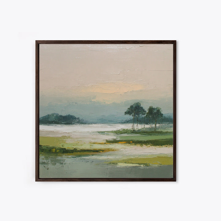 Modern Landscape with Expansive Calm Sky Canvas Print, Living Room Art, Oil Painting, Living Room Decor, Fine Art, Living, LIR-1x1-3