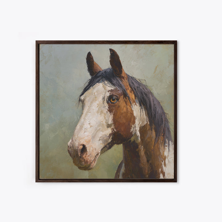 Contemporary Horse Portrait Framed Canvas Print, Living Room Art, 3 Piece Wall Art, Living Room Decor, Fine Art, Living, LIR-1x1-34