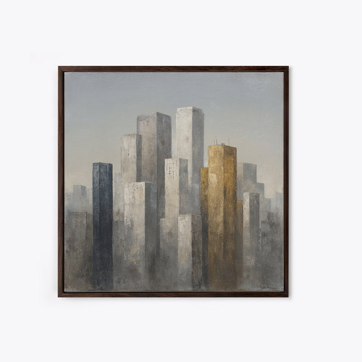 Modern City Skyline Framed Canvas Print, Living Room Art, Modern Wall Art, Living Room Decor, Fine Art, Living, LIR-1x1-46