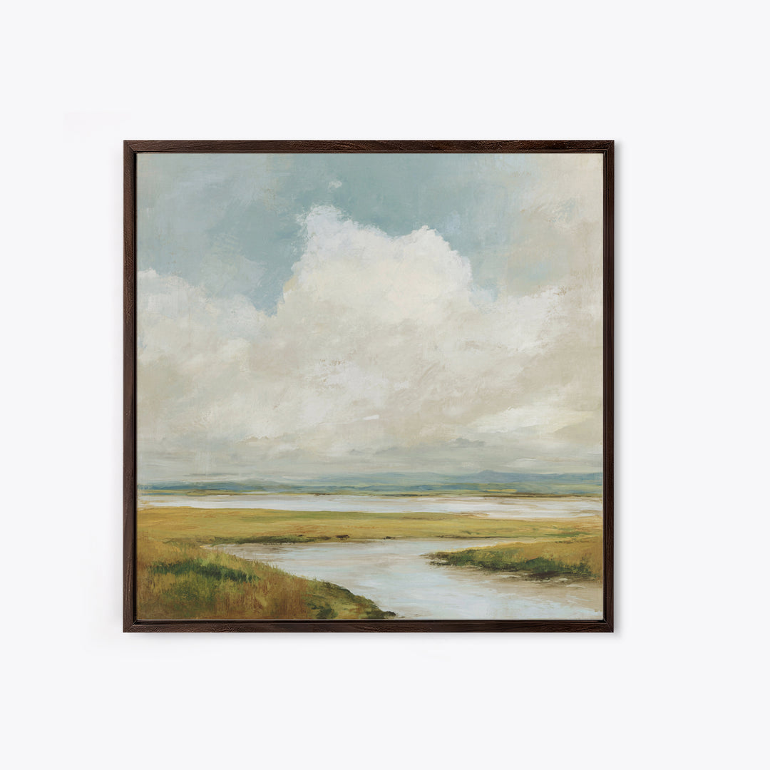 Modern Landscape with Expansive Calm Sky Framed Canvas Print, Living Room Art, Bedroom Wall Art, Living Room Decor, Living, LIR-1x1-51