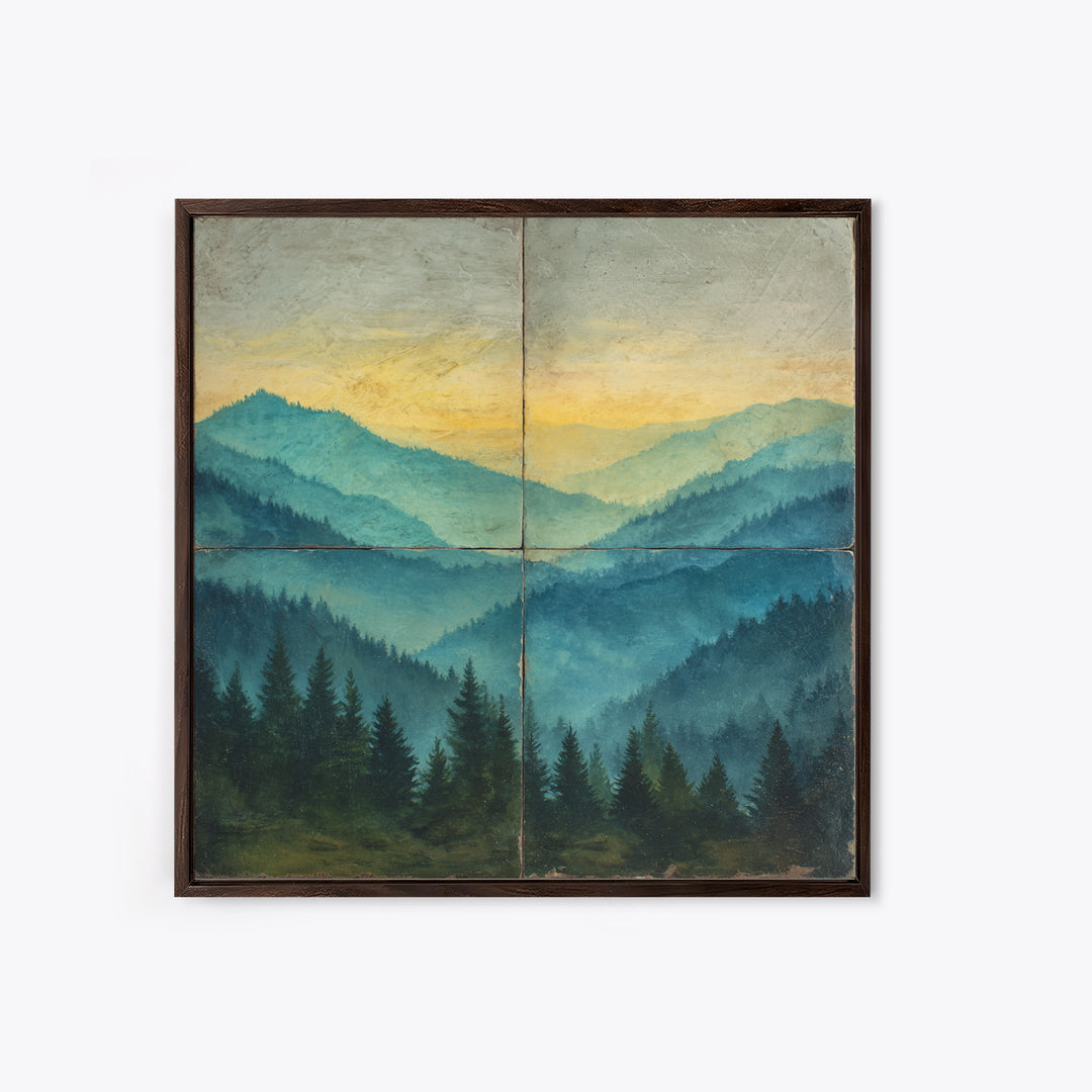 Classic Mountain Panorama for Cozy Interiors Framed Canvas Print, Living Room Art, New Home Gift, Living Room Decor, Living, LIR-1x1-64