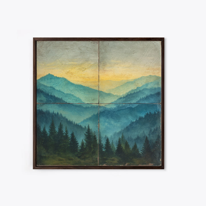 Classic Mountain Panorama for Cozy Interiors Framed Canvas Print, Living Room Art, New Home Gift, Living Room Decor, Living, LIR-1x1-64