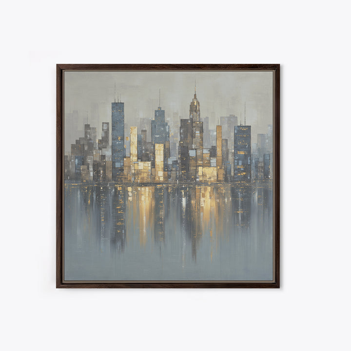 Modern City Skyline Framed Canvas Print, Living Room Art, Modern Wall Art, Living Room Decor, Fine Art, Living, LIR-1x1-70