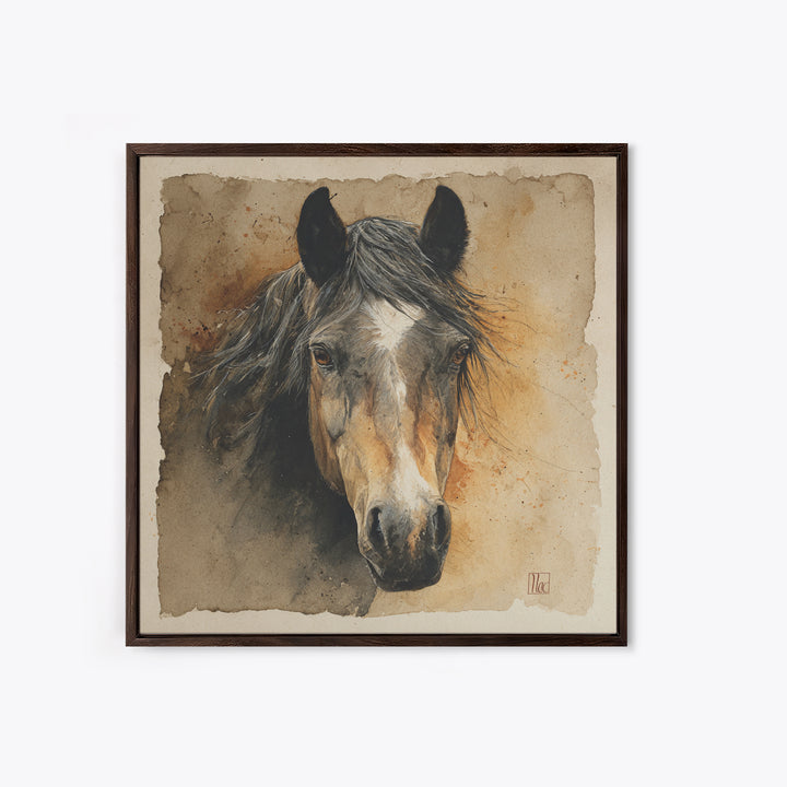 Contemporary Horse Portrait Canvas Print, Living Room Art, Boho Decor, Living Room Decor, Fine Art, Living, Digital Prints, LIR-1x1-82
