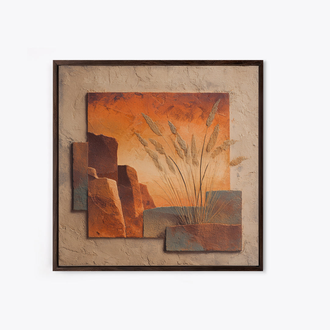 Earthy Desert Landscape Framed Canvas Print, Living Room Art, Dopamine Decor, Living Room Decor, Fine Art, Living, LIR-1x1-84