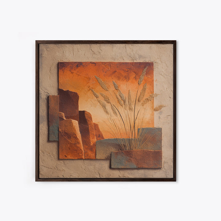Earthy Desert Landscape Framed Canvas Print, Living Room Art, Dopamine Decor, Living Room Decor, Fine Art, Living, LIR-1x1-84