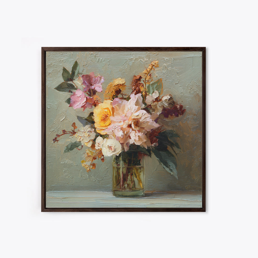 Large Floral Still Life Canvas Print, Living Room Art, Statement Artwork, Living Room Decor, Fine Art, Living, Painting, LIR-1x1-9