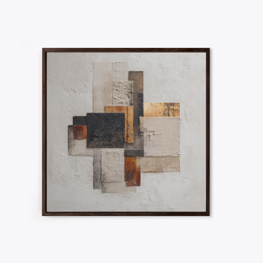 Monochrome Stone Texture Abstraction Framed Canvas Print, Living Room Art, Wall Art, Living Room Decor, Abstract Art, Living, LIR-1x1-93