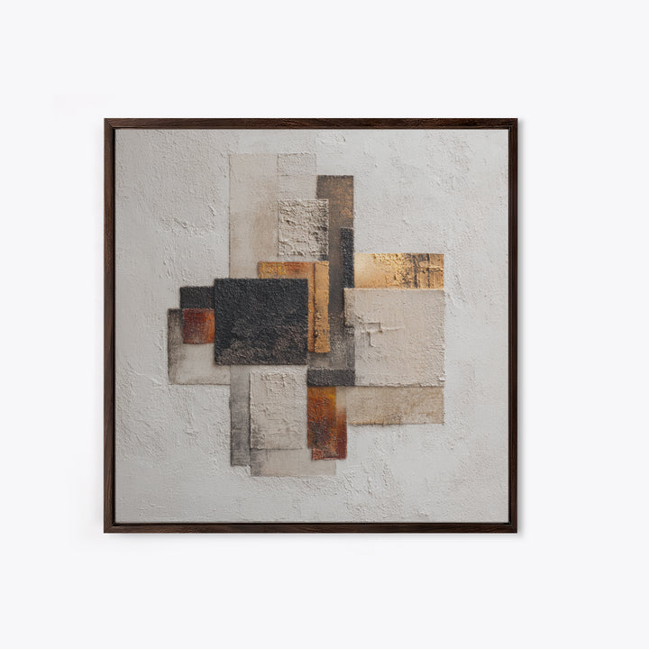 Monochrome Stone Texture Abstraction Framed Canvas Print, Living Room Art, Wall Art, Living Room Decor, Abstract Art, Living, LIR-1x1-93