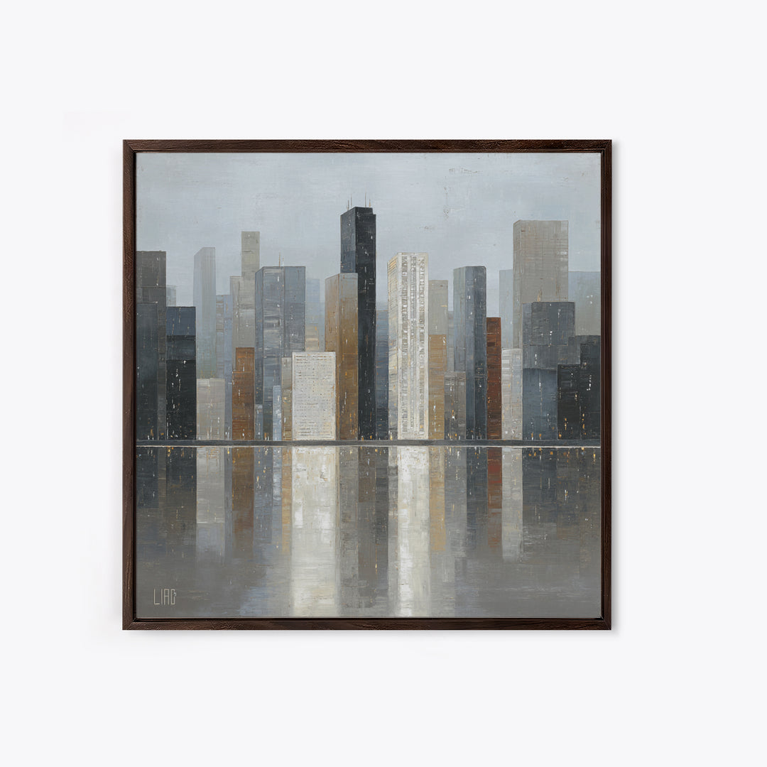 Modern City Skyline Canvas Print, Living Room Art, Modern Decor, Living Room Decor, Abstract Art, Living, Wall Decor, LIR-1x1-94