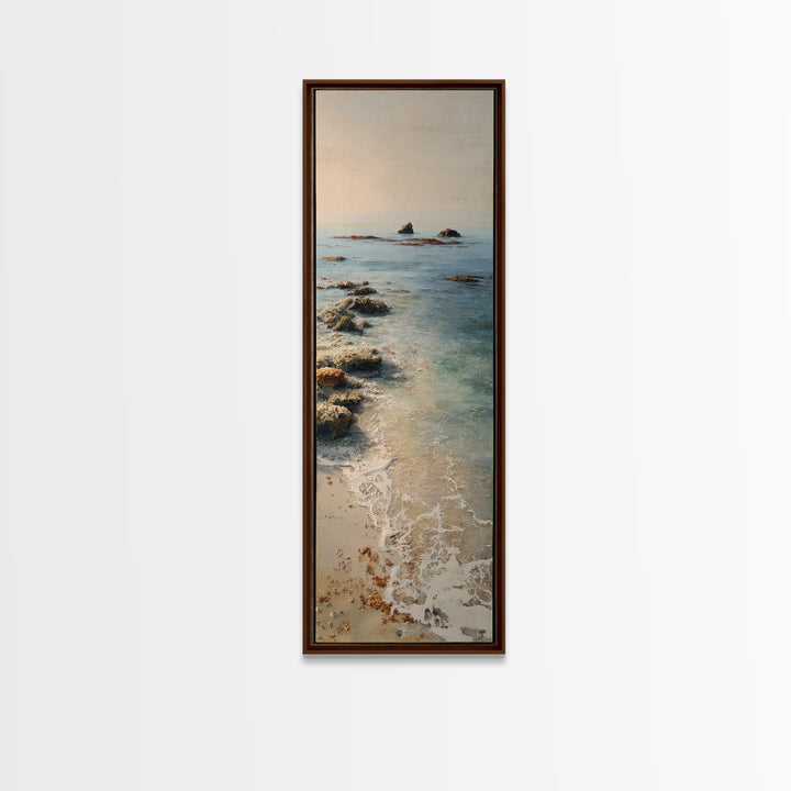 Moody Seascape for Dramatic Focal Point Canvas Print, Living Room Art, Neutral Decor, Living Room Decor, Fine Art, Living, LIR-1x3-18