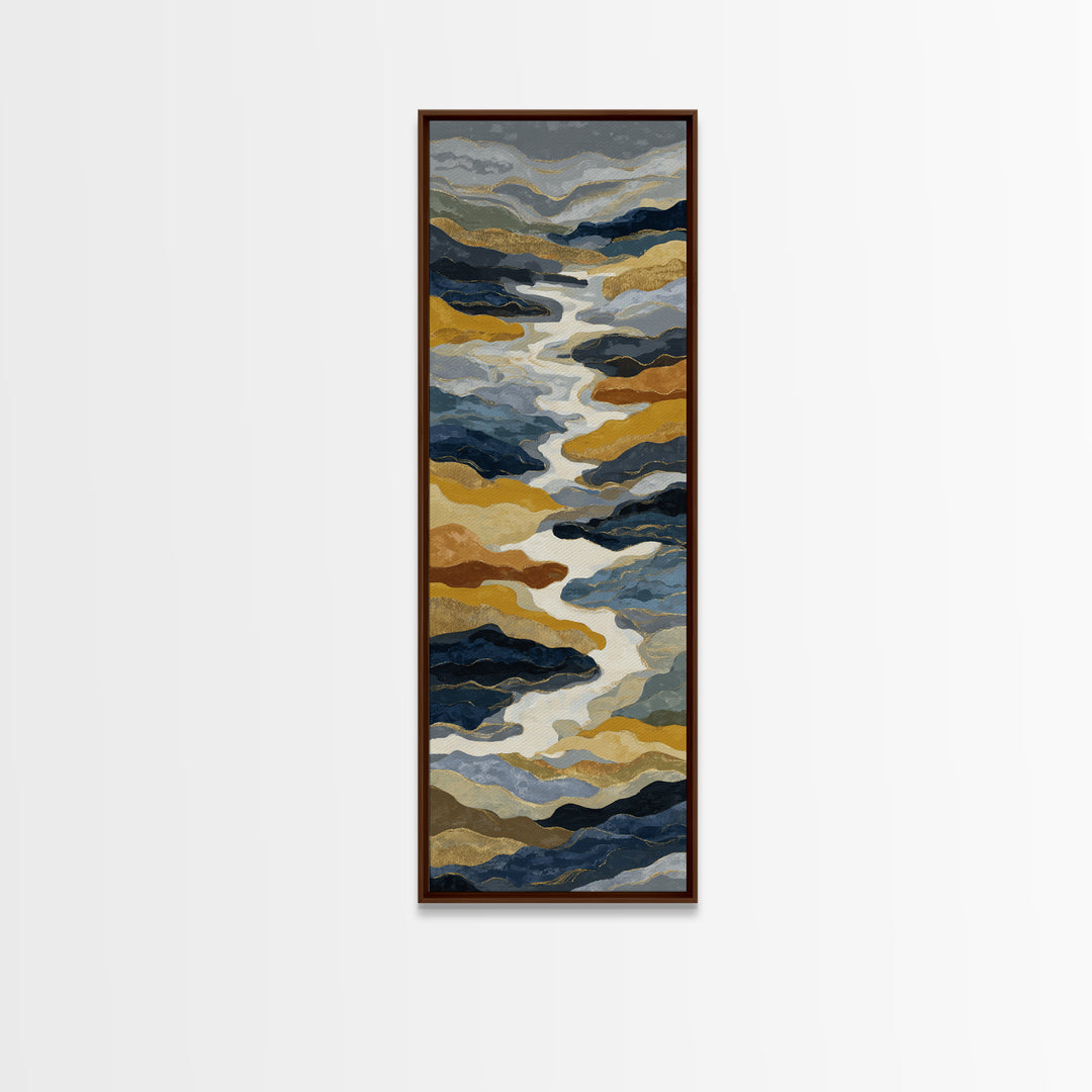 Gold Accented Abstract Brushwork Canvas Print, Living Room Art, Living Room Wall Art, Living Room Decor, Abstract Art, Living, LIR-1x3-26
