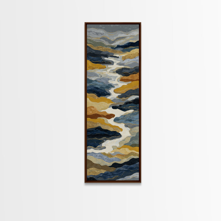 Gold Accented Abstract Brushwork Canvas Print, Living Room Art, Living Room Wall Art, Living Room Decor, Abstract Art, Living, LIR-1x3-26