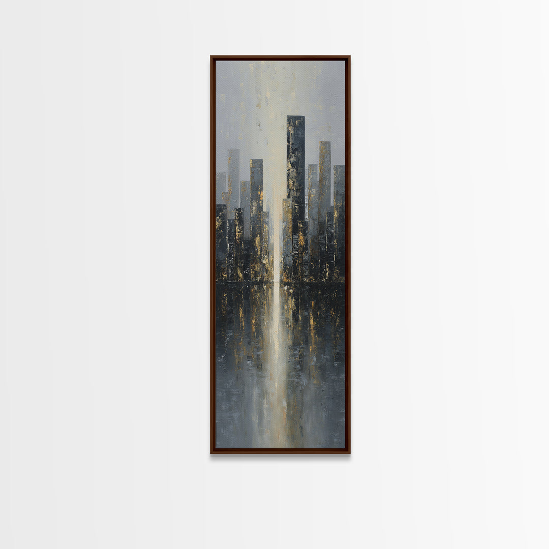 Modern City Skyline Framed Canvas Print, Living Room Art, 3 Piece Wall Art, Living Room Decor, Abstract Art, Living, LIR-1x3-34