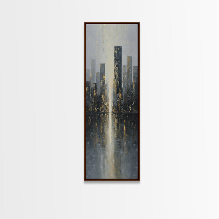 Modern City Skyline Framed Canvas Print, Living Room Art, 3 Piece Wall Art, Living Room Decor, Abstract Art, Living, LIR-1x3-34