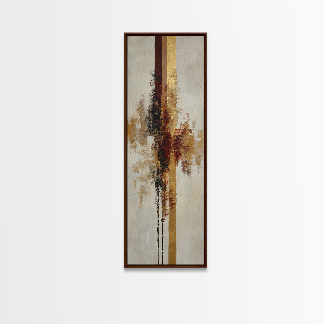 Gold Accented Abstract Brushwork Framed Canvas Print, Living Room Art, Fine Art Print, Living Room Decor, Abstract Art, Living, LIR-1x3-50