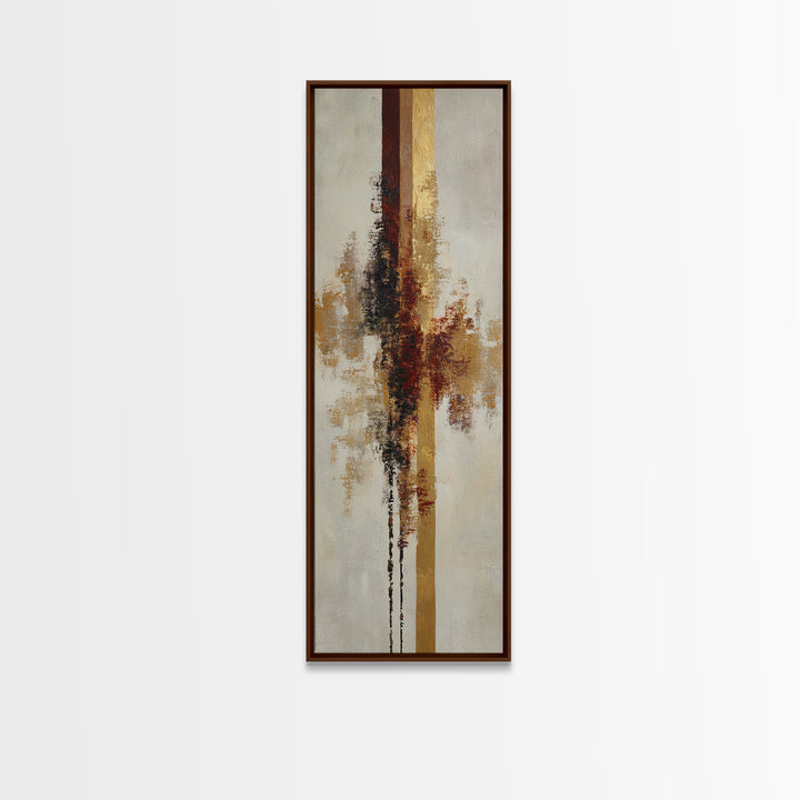 Gold Accented Abstract Brushwork Framed Canvas Print, Living Room Art, Fine Art Print, Living Room Decor, Abstract Art, Living, LIR-1x3-50