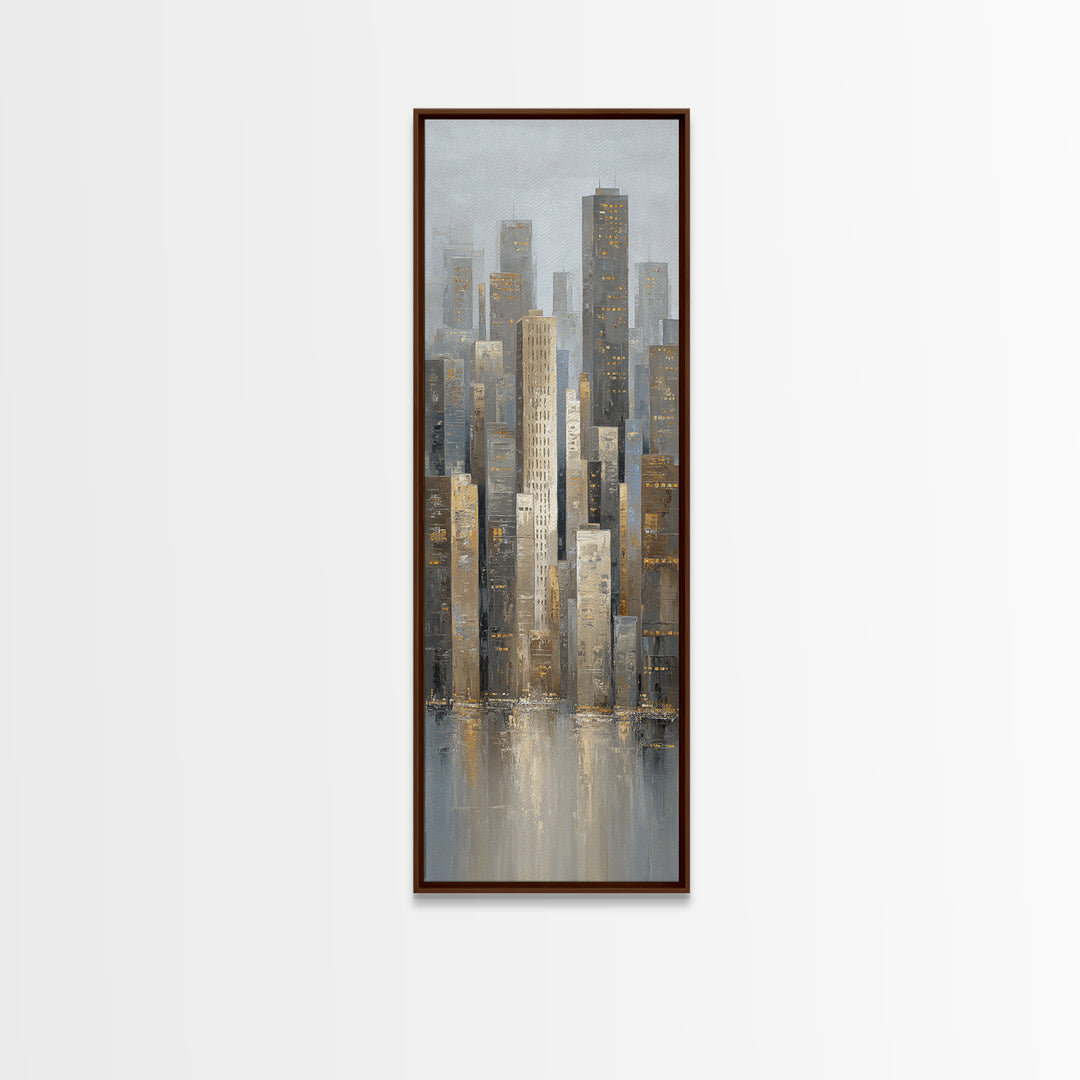 Modern City Skyline Framed Canvas Print, Living Room Art, 3 Piece Wall Art, Living Room Decor, Abstract Art, Living, LIR-1x3-58