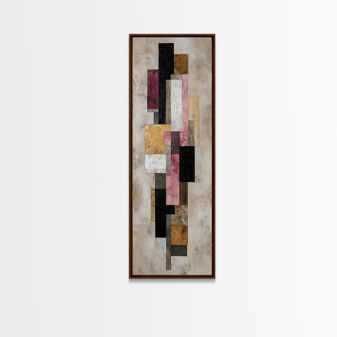 Mid Century Geometric Artwork Canvas Print, Living Room Art, Pet Portraits, Living Room Decor, Abstract Art, Living, LIR-1x3-68
