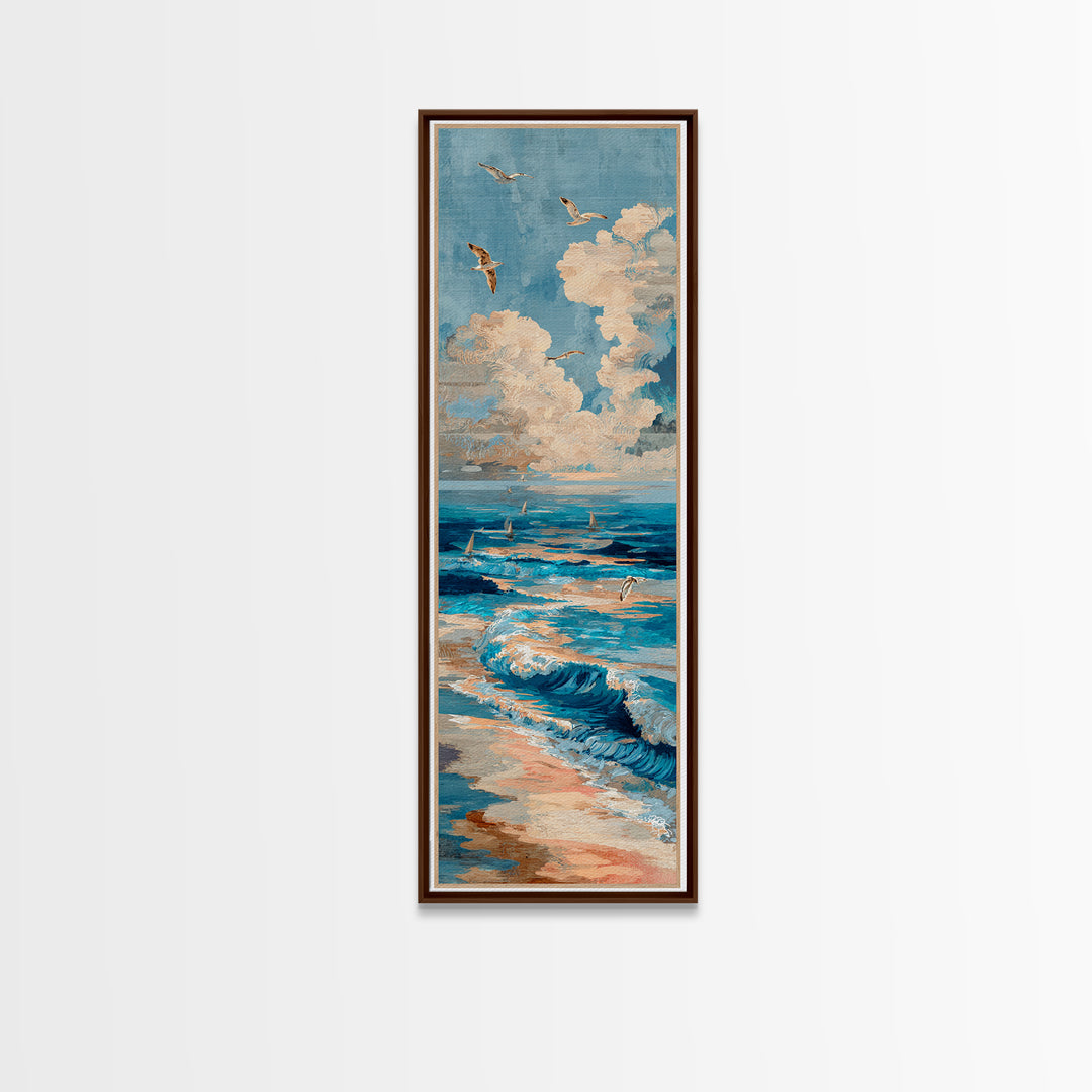 Coastal Aerial Shoreline Framed Canvas Print, Living Room Art, Gallery Decor, Living Room Decor, Fine Art, Living, Wall Art, LIR-1x3-71