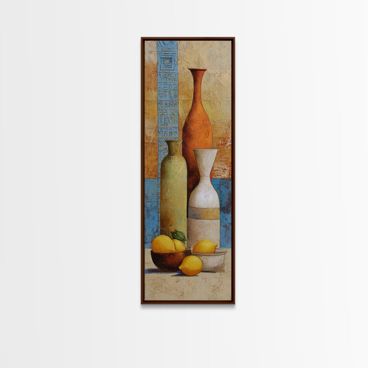 Warm Mediterranean Lemon Still Life Canvas Print, Living Room Art, Statement Artwork, Living Room Decor, Fine Art, Living, LIR-1x3-78