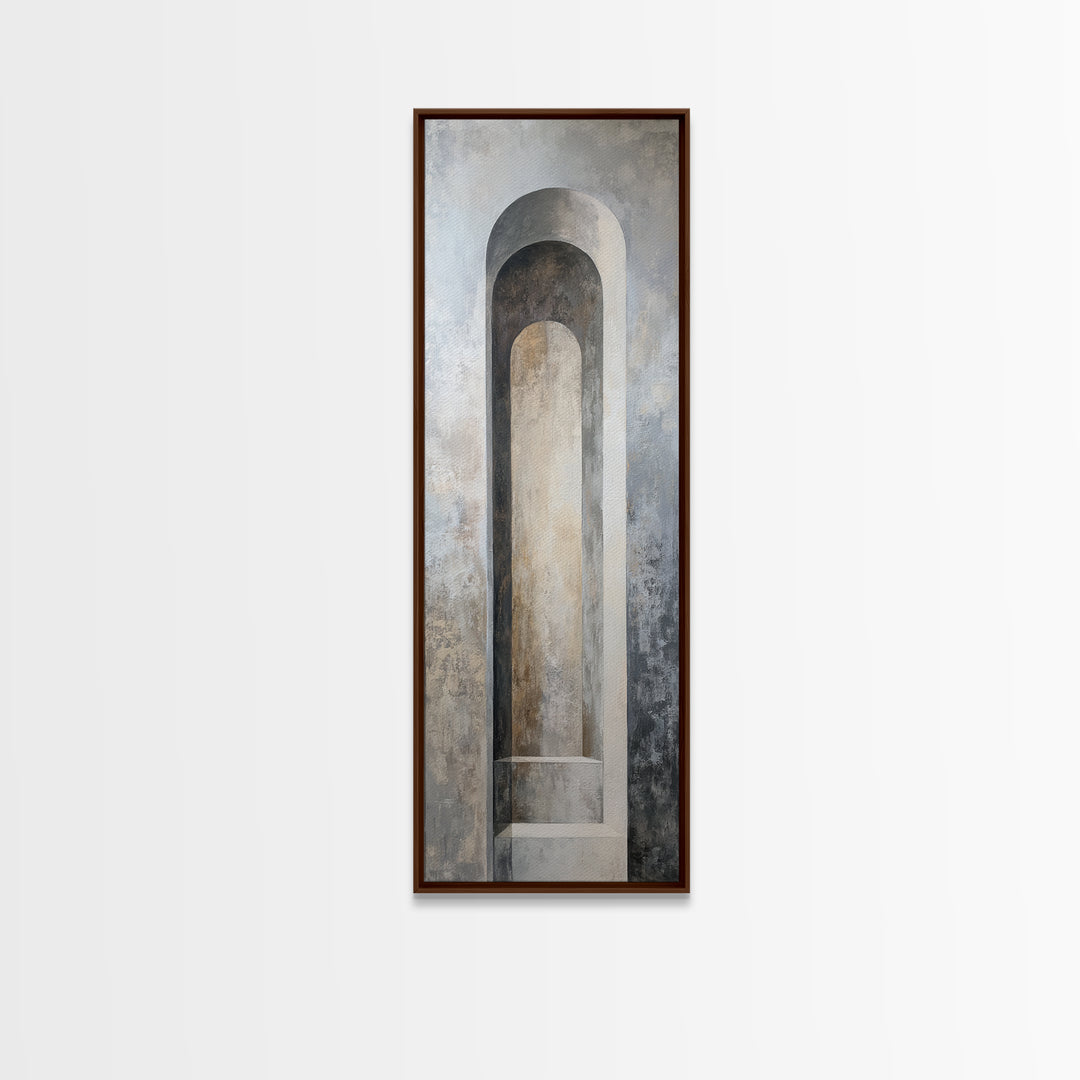 Black and White Architectural Arch Composition Framed Canvas Print, Living Room Art, Boho Decor, Living Room Decor, LIR-1x3-91