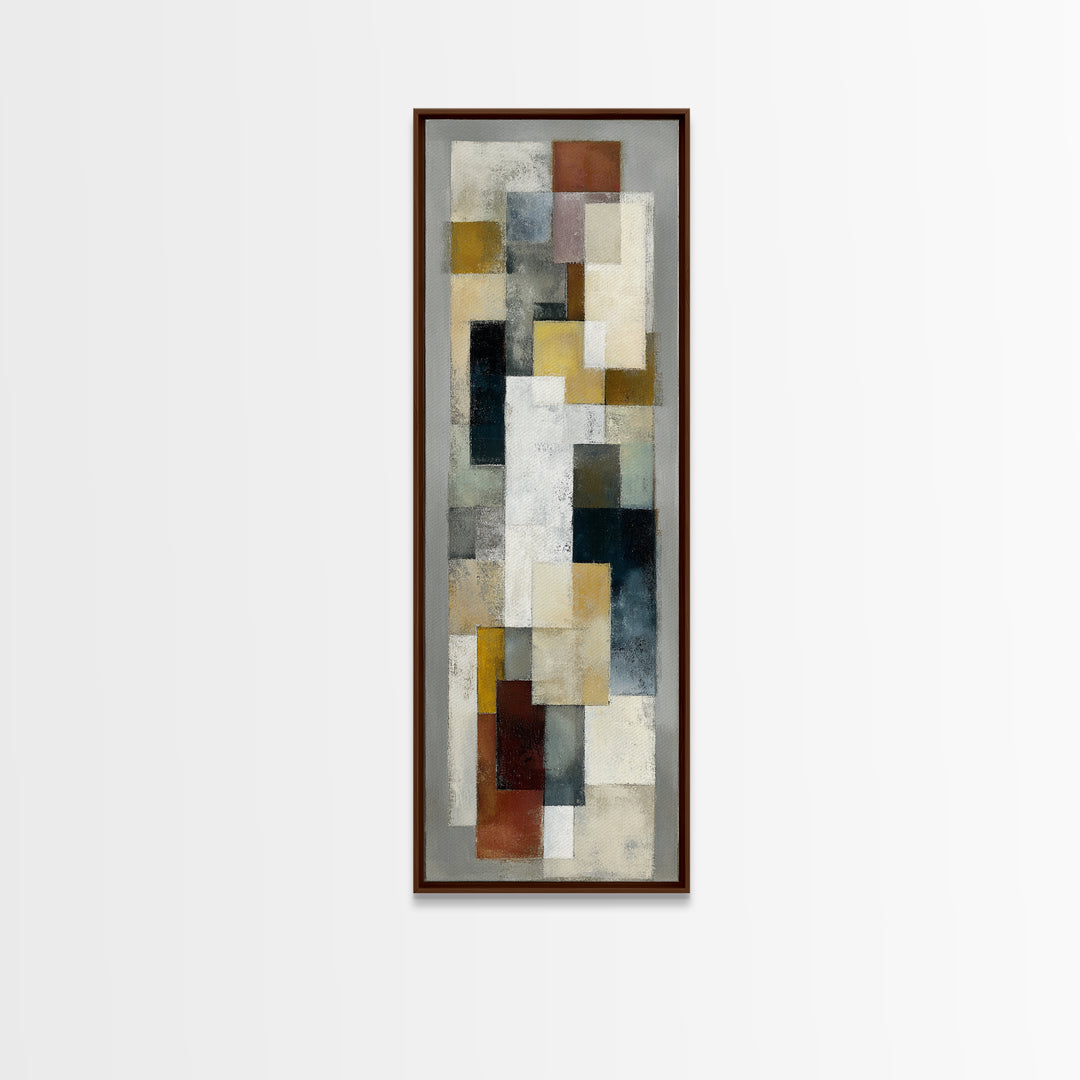Mid Century Geometric Artwork Framed Canvas Print, Living Room Art, Oversized Wall Art, Living Room Decor, Abstract Art, Living, LIR-1x3-92