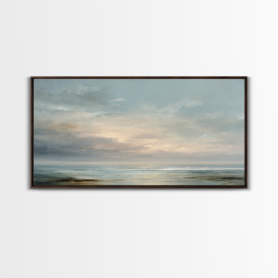 Large Cloudscape with Gentle Movement Framed Canvas Print, Living Room Art, Living Room Decor, Watercolor Art, Living, LIR-2x1-15