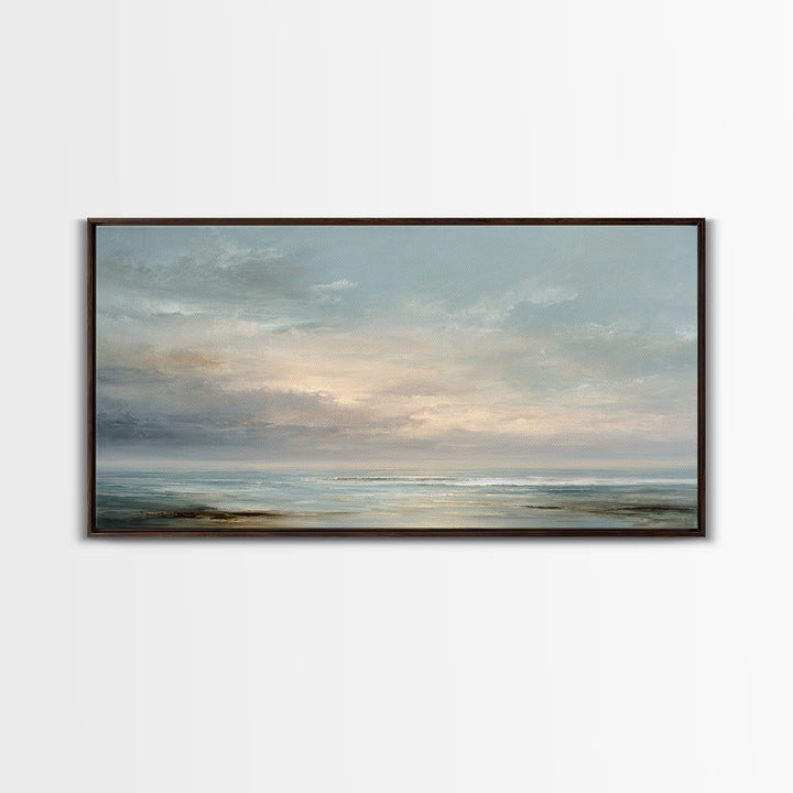 Large Cloudscape with Gentle Movement Framed Canvas Print, Living Room Art, Living Room Decor, Watercolor Art, Living, LIR-2x1-15